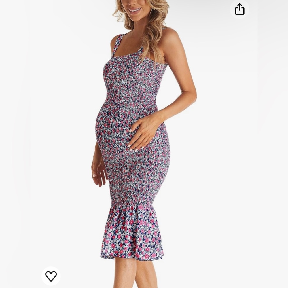 Summer Floral Midi Tank Maternity Dress